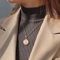 Fashion Chrysanthemum Pendant Titanium Steel Necklace sku image 1