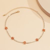 Retro Micro-inlaid Flowers Diamond Necklace sku image 6