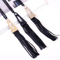 Triangle Leather Tassel Long Sweater Chain main image 1