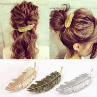 Fashion Golden Feather Leaf Hairpin main image 1