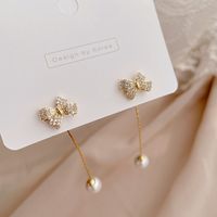 Korean New Simple Pearl Bowknot Earrings main image 5