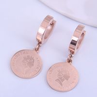 Fashion Titanium Steel Simple Coin Earrings main image 3