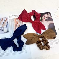 Fashion Pleated Solid Color Bow Hair Scrunchies main image 4
