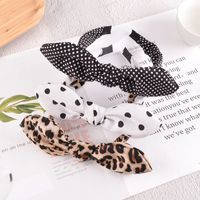 Korean New Rabbit Ears Leopard Print Polka Dot Floral Headband main image 1