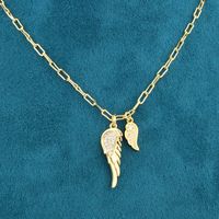 Inlaid Zirconium Gold-plated Feather Copper Pendant Necklace main image 3