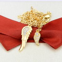 Inlaid Zirconium Gold-plated Feather Copper Pendant Necklace main image 5