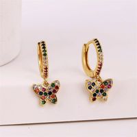Exquisite Copper Inlaid Zirconium Butterfly Earrings main image 1
