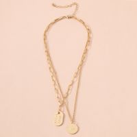 Retro Gold Coin Pendant Double Layer Necklace main image 1