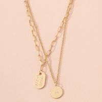 Retro Gold Coin Pendant Double Layer Necklace main image 3