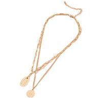 Retro Gold Coin Pendant Double Layer Necklace main image 6