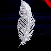 Womens Fashion Micro-inlaid Zircon Feather Brooch Nhdo128955 sku image 1