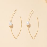 Metal Line Pearl Earrings main image 2