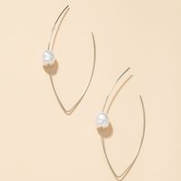 Metal Line Pearl Earrings main image 4