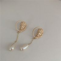 Vintage Painting Retro Frosted Portrait Earrings sku image 1