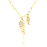 Inlaid Zirconium Gold-plated Feather Copper Pendant Necklace sku image 1