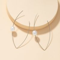 Metal Line Pearl Earrings sku image 2