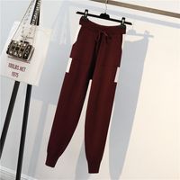 Women's Casual Solid Color Knitted Fabric Contrast Binding Pants Sets main image 13