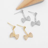 Simple Fashion Diamond Bow S925 Silver Needle Copper Inlaid Zirconium Earrings main image 1