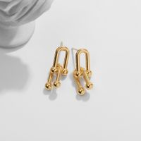 Golden Copper Inlaid Zirconium Earrings main image 4