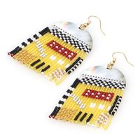 Bohemian Rice Beads Retro Pattern Tassel Earrings main image 6