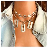 Fashion Personality Silver Blade Double-layer Necklace main image 1