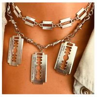 Fashion Personality Silver Blade Double-layer Necklace main image 3