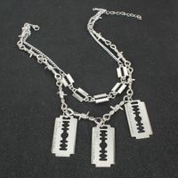 Fashion Personality Silver Blade Double-layer Necklace main image 4