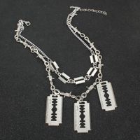 Fashion Personality Silver Blade Double-layer Necklace main image 5