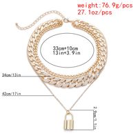 Creative Alloy Lock Pendant Micro Diamond Multi-layer Necklace main image 6