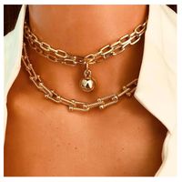 Simple Style Bamboo-linked Chain Alloy Ball Pendant Necklace main image 1