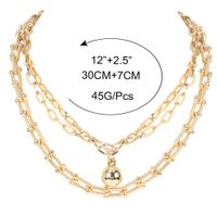 Simple Style Bamboo-linked Chain Alloy Ball Pendant Necklace main image 6