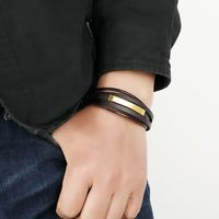 Fashion  Brown  Stainless Steel Braided Bracelet main image 4