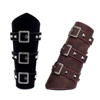 New Exaggerated Men's Leather Wrist Guards Personality Wide Leather Punk Riding Arm Guards main image 2