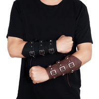 New Exaggerated Men's Leather Wrist Guards Personality Wide Leather Punk Riding Arm Guards main image 3