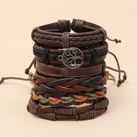 Retro Hand-woven Cowhide Bracelet main image 4
