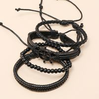 Neues Kreatives Handgewebtes Schwarzes Ruderlederarmband main image 4