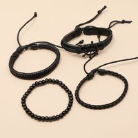 New  Creative Hand-woven Black Rudder Leather Bracelet main image 5