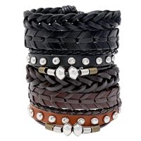 New Hand-woven Cowhide Creative 6-piece Leather Bracelet main image 1