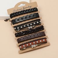 New Hand-woven Cowhide Creative 6-piece Leather Bracelet main image 3