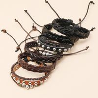 New Hand-woven Cowhide Creative 6-piece Leather Bracelet main image 5