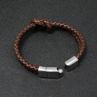 Retro Woven Leather  Stainless Steel  Magnet Buckle Men's Bracelet main image 4