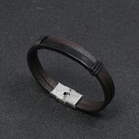 Simple Smooth Stainless Steel Men's Leather Bracelet main image 6