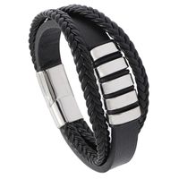 All-match Men's Leather Stainless Steel Woven Punk Pu Bracelet main image 1