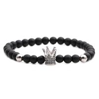6mm Frosted Stone Crown Beaded Bracelet main image 1