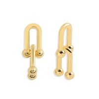 Golden Copper Inlaid Zirconium Earrings sku image 1