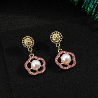 925 Silver Needle Flower Gemstone Earrings sku image 2