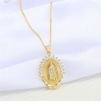 Collar De Circón De Diamantes De Imitación Con Colgante De Virgen María Vintage sku image 4