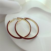 Leather Circle Metal Earrings sku image 1