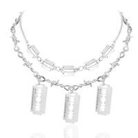 Fashion Personality Silver Blade Double-layer Necklace sku image 1
