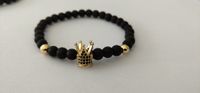 6mm Frosted Stone Crown Beaded Bracelet sku image 2